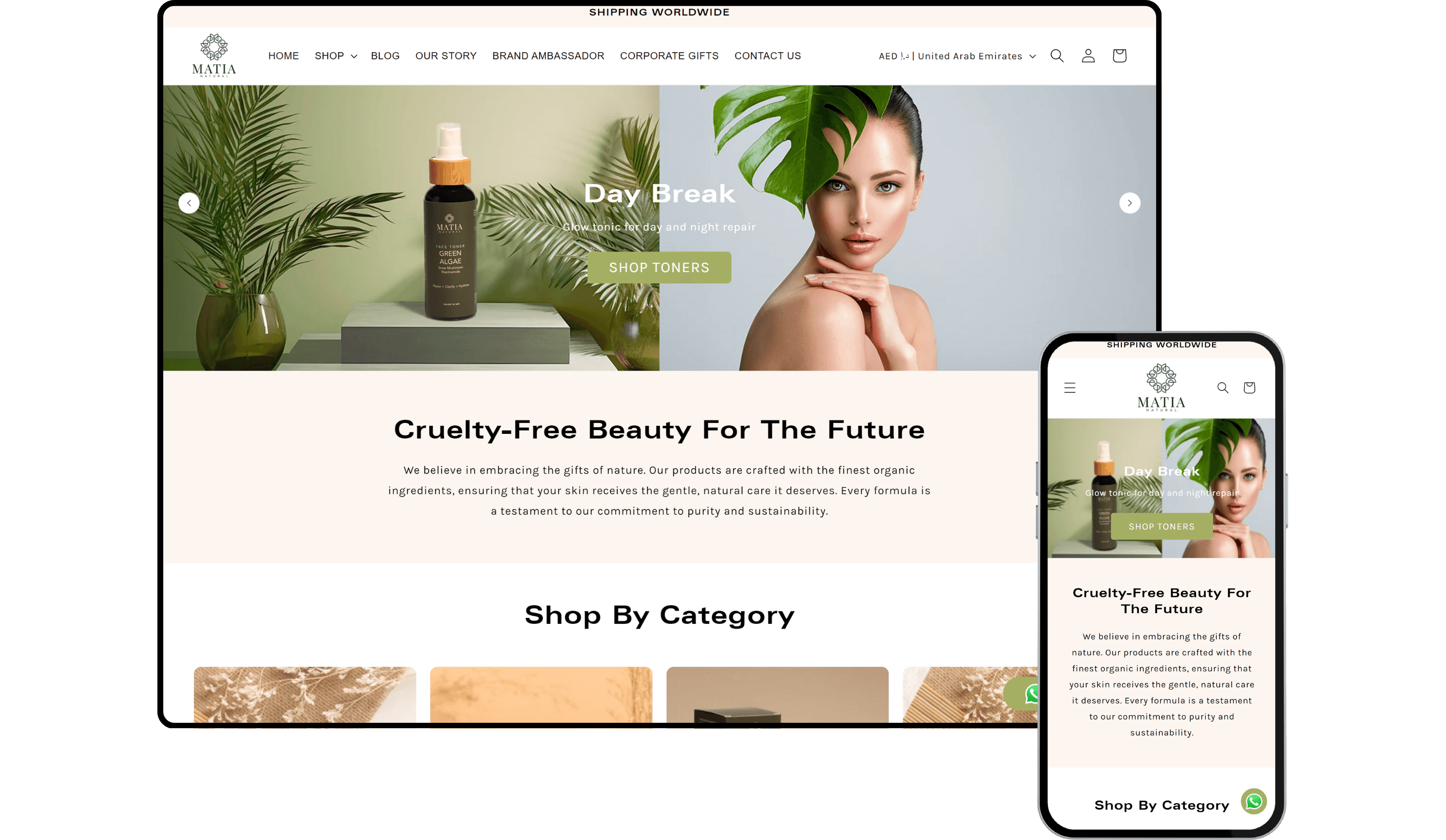 Matia Natural - Shopify Store by Experts in Shopify Dubai